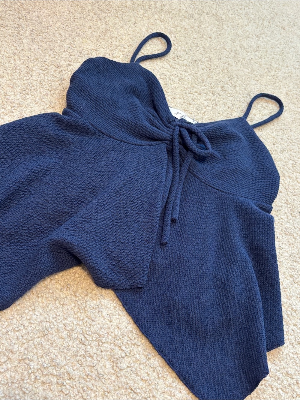 gaze blue Textured flowy tank Top